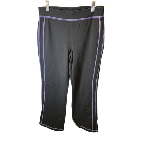 Danskin Black and Purple-Trimmed Athletic Capri Bottoms Pants SZ Small - Picture 1 of 5